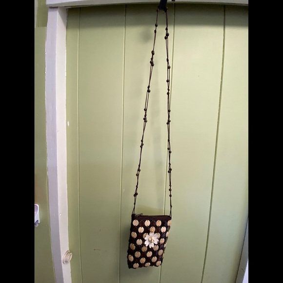 Natural Coconut Shell Handmade Crossbody Purse Hawaiian Sling Bag NWT - Picture 2 of 14